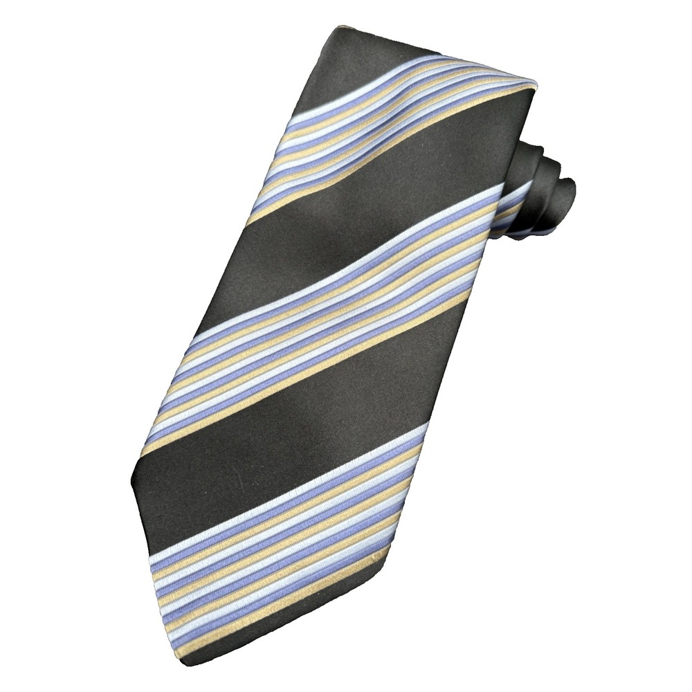 ROBERT TALBOTT Men's Tie LONG 100% Silk Best of Class STRIPED Black Purple Gold